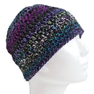 Multi Color Skull Cap XS Men Women Hat Handmade Crochet Hand Knit NWT